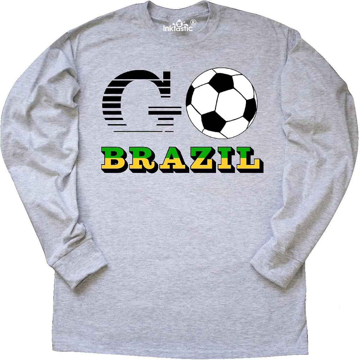 Amazon.com: inktastic Go, Brazil- Soccer, Football Long Sleeve T-Shirt: Clothing