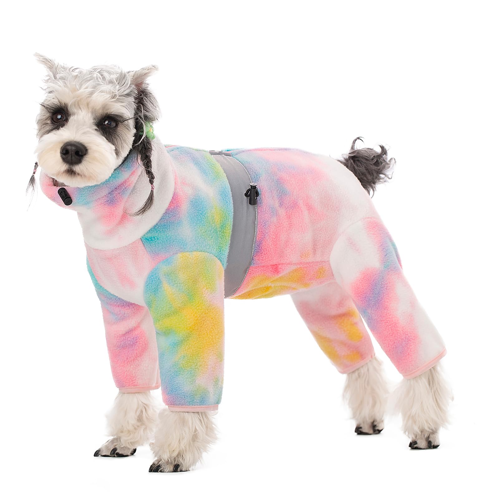 BT Bear Warm Coats Jackets for Small Dogs, Adjustable Dog Warm Fleece Jumpsuit Clothes With D-Ring Dog Winter Coat for Small Dogs,Tie dye Pink M