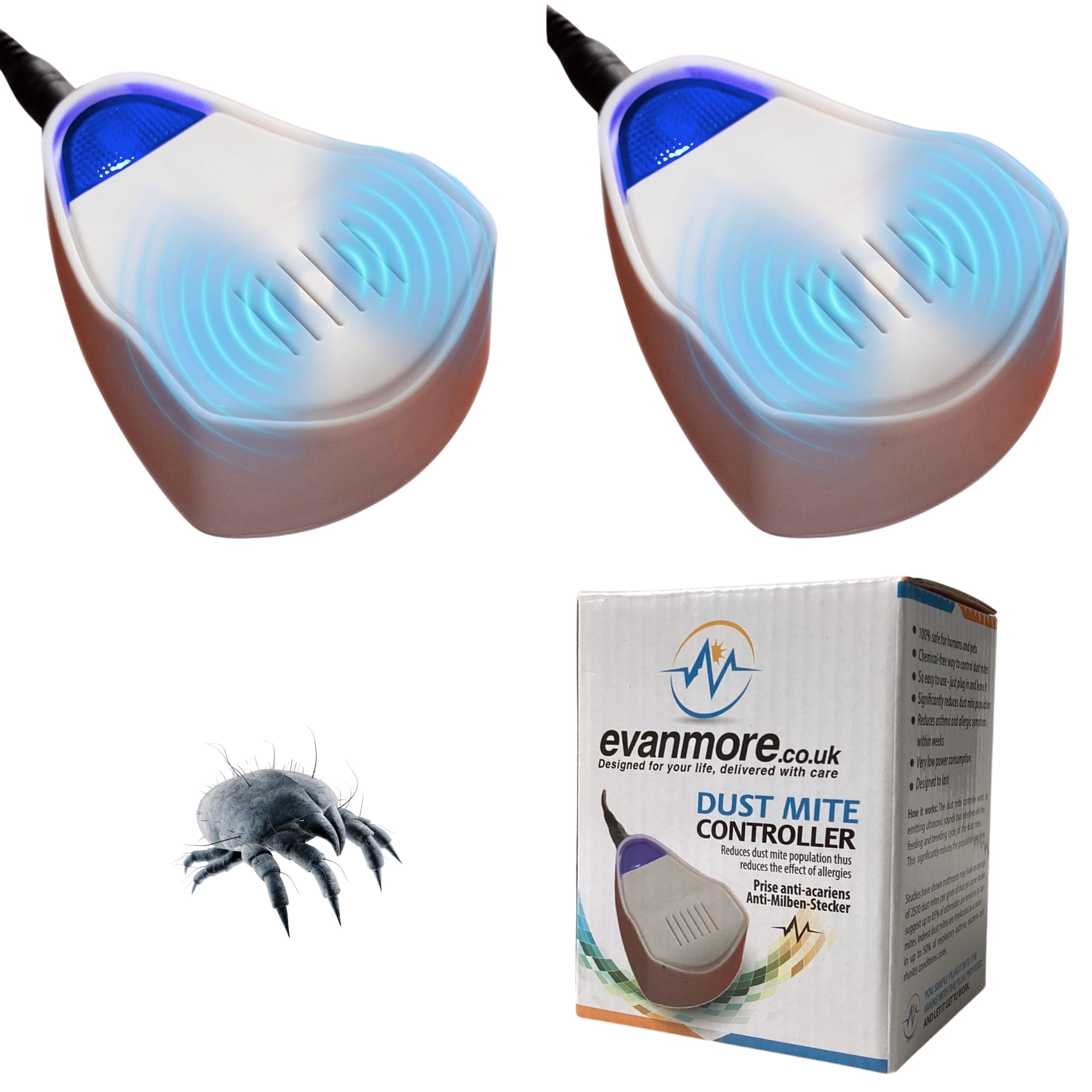 Dust Mite Controller Ultrasonic Repeller Repellent Plug in Dustmite Killer 100% Safe Non Toxic Chemical Free (2)