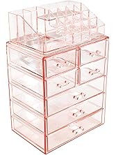 Sorbus Acrylic Cosmetic Makeup and Jewelry Storage Case Display, Pink