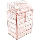 Sorbus Acrylic Cosmetic Makeup and Jewelry Storage Case Display, Pink