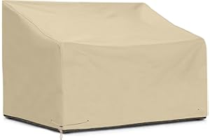 SunPatio Outdoor Sofa Cover 60 Inch, Heavy Duty Bench Covers, Patio Furniture Cover with Waterproof Sealed Seam, All Weather Protection, Beige