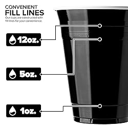 Stock Your Home Black Plastic Cups Disposable, 16oz