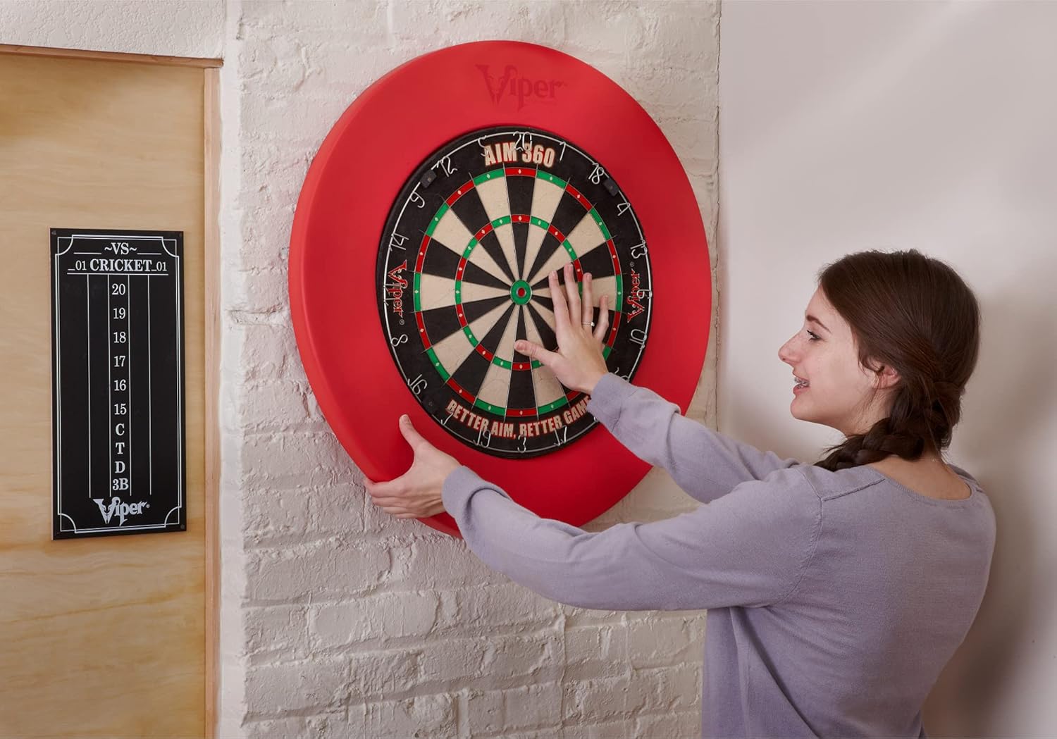 Viper by GLD Products Guardian Dartboard Surround Sisal/Bristle Steel-Tip Dartboard Wall Protector, Red, for 17.75” Steel tip Dart Board : Sports & Outdoors