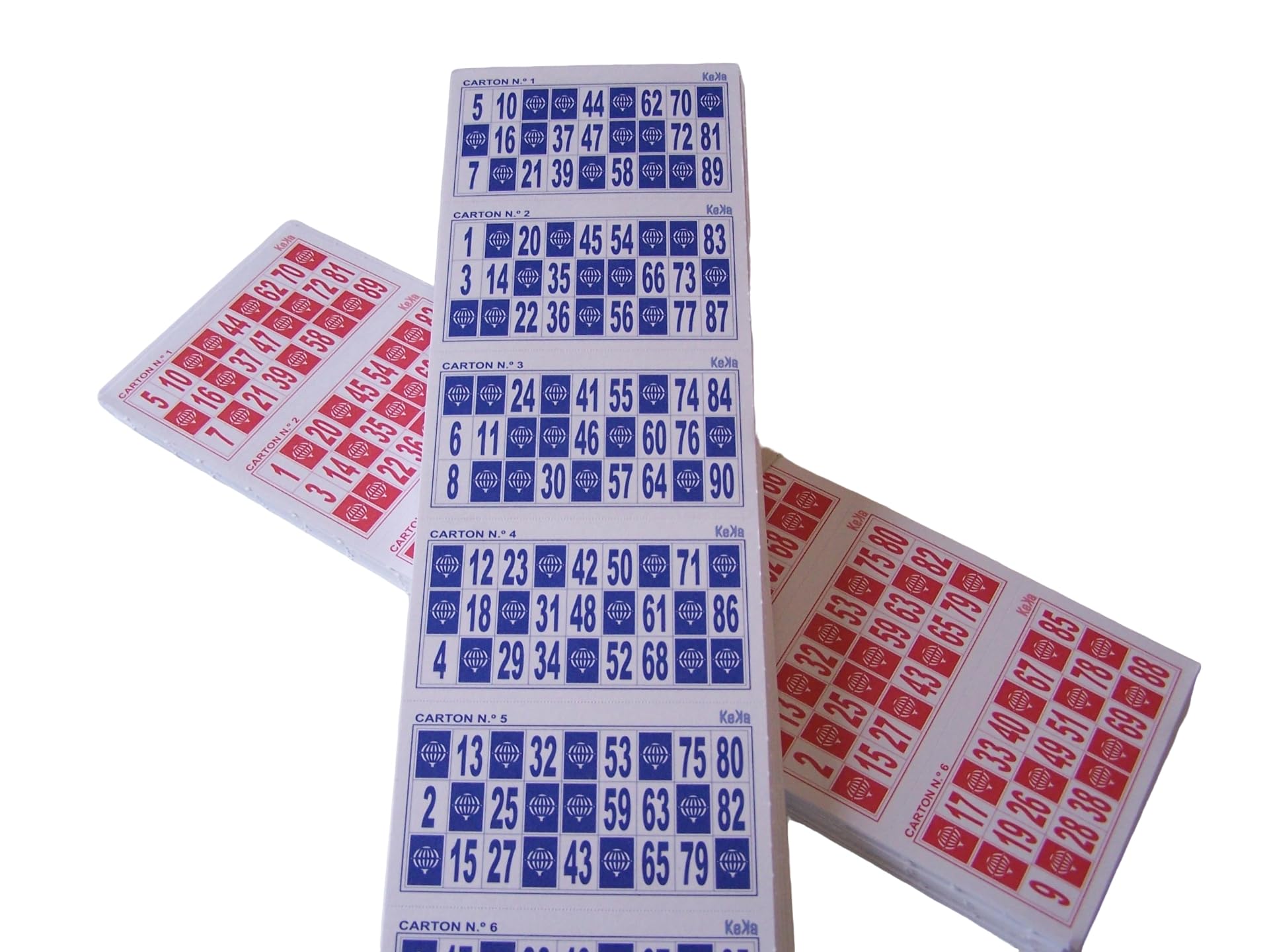 KEKA 1,200 Cartons for Traditional Bingo of 90 Balls (600Blue+600Red)