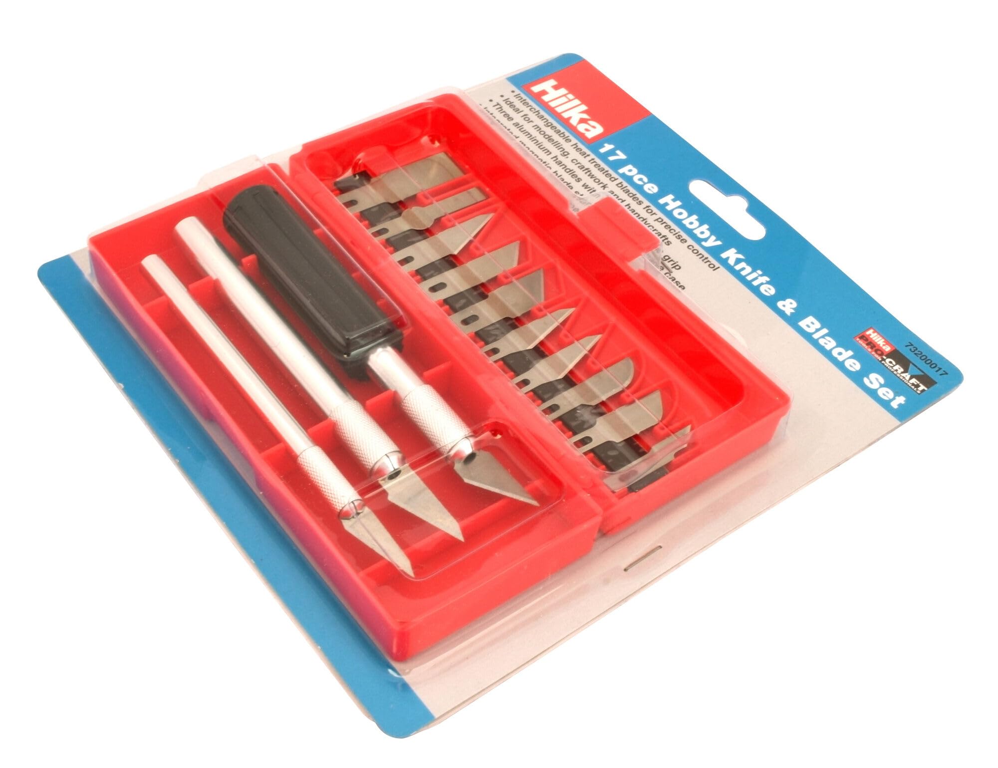 Hilka Tools 73200017 Hobby Knife and Blade Set - Red (17-Piece)