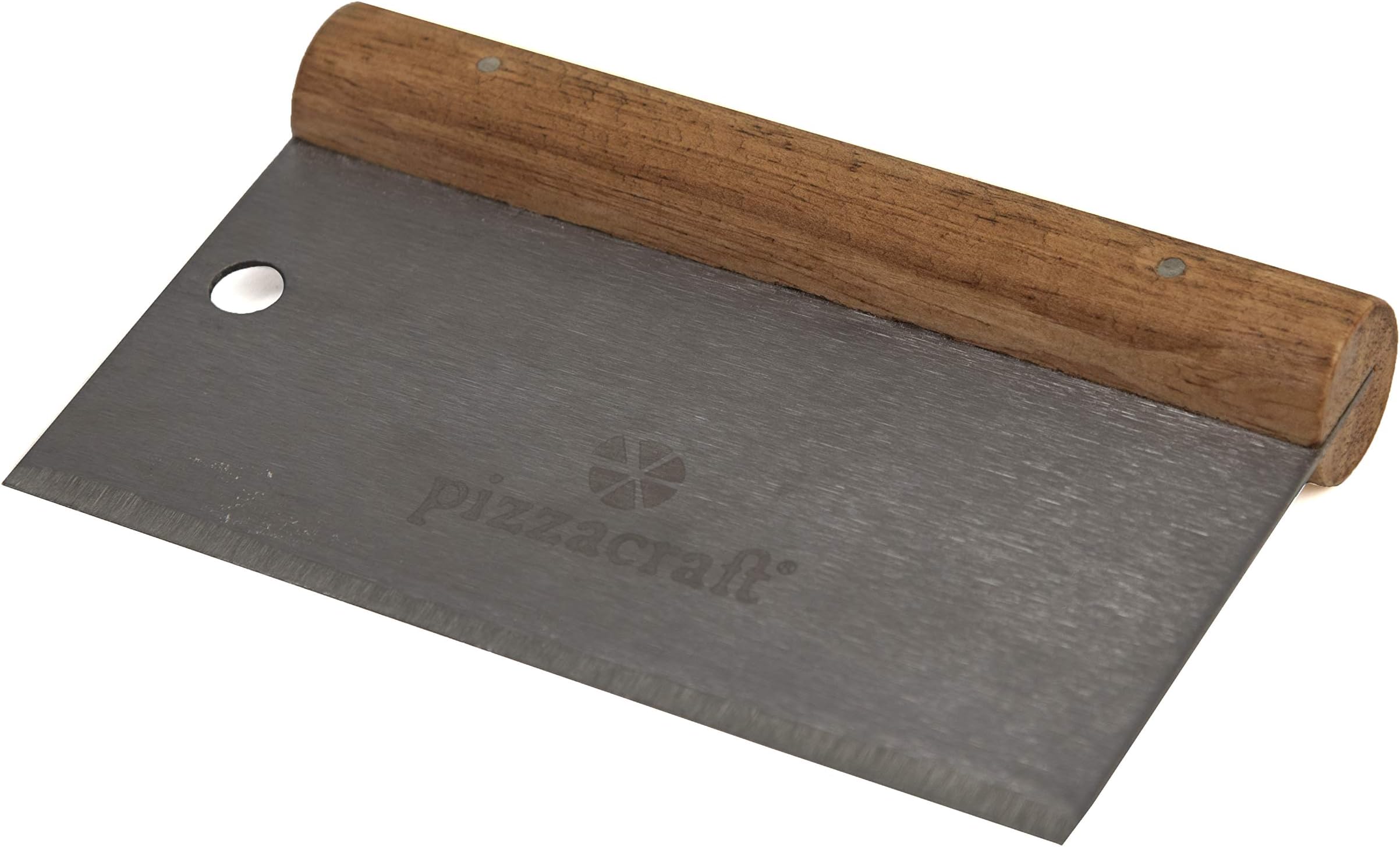 Pizzacraft All Natural Acacia Wood Handled Pizza Dough Scraper and Cutter with Stainless Steel Blade, 6" x 3", Rich Brown