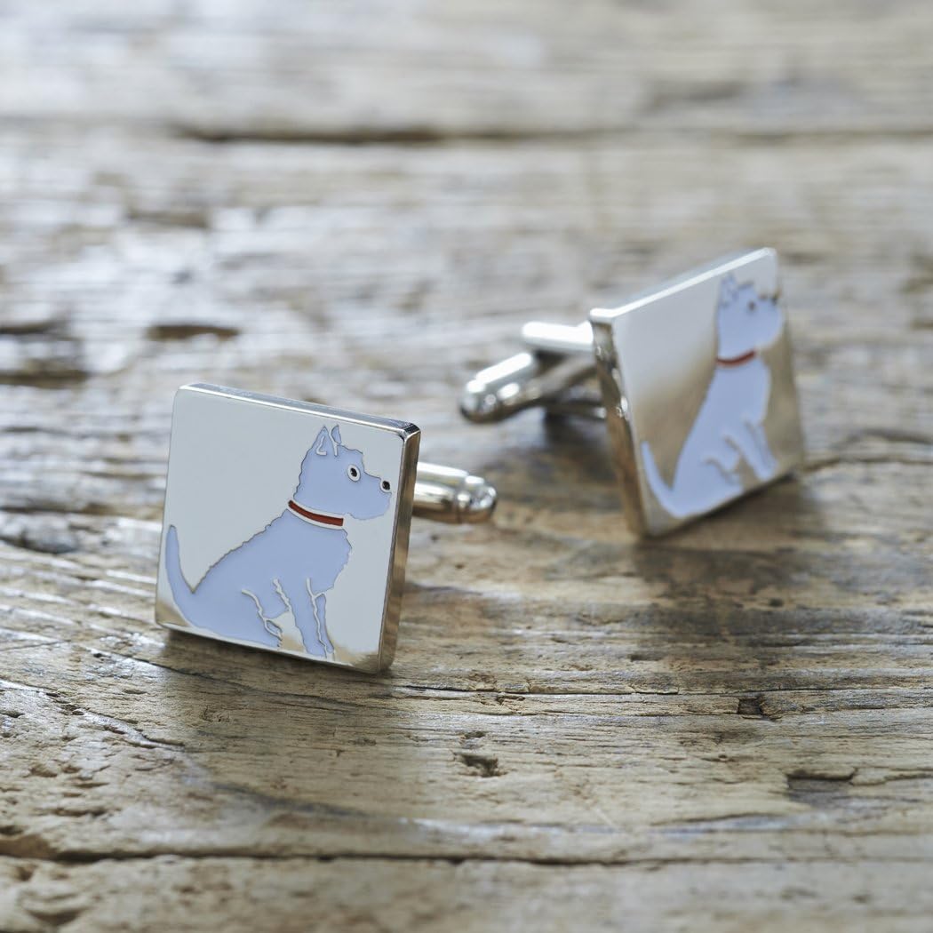Sweet William Westie Cufflinks, Silver, 18 mm x 3 mm