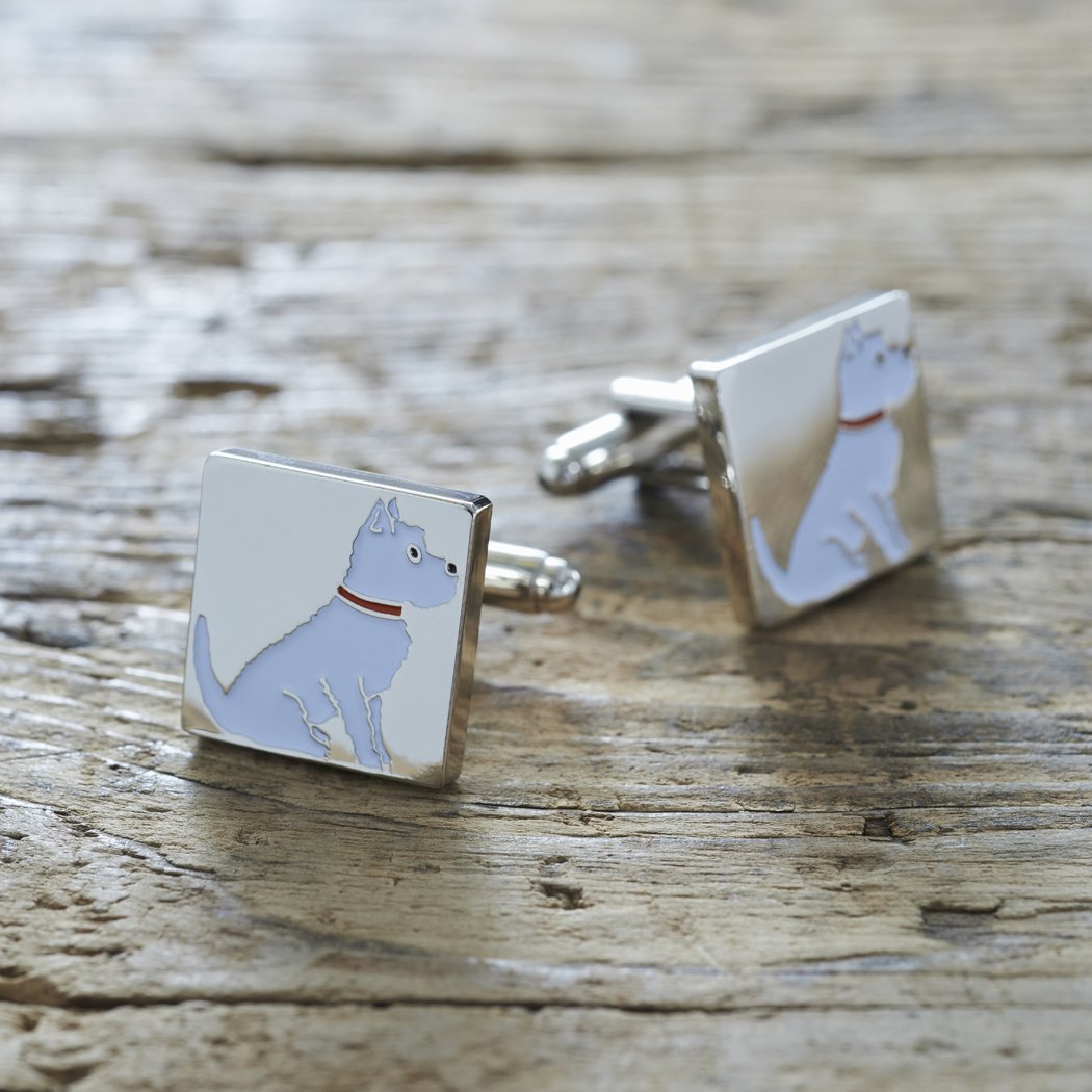 Sweet William Westie Cufflinks | Silver plated Men Cufflinks for Westie or any dog lover | 18 mm x 3 mm