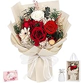 Flowers for Delivery Prime Preserved Flowers Bouquet with Vase That Last 3-5 Years Real Forever Flowers Red Rose Bouquet for Mom Mother Women Wife Friends Birthday Valentines Day Gifts for Her