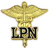 Licensed Practical Nurse Emblem Lapel Pin - Letters on Caduceus Brooch - LPN Medical Ceremonie Clip (LPN)