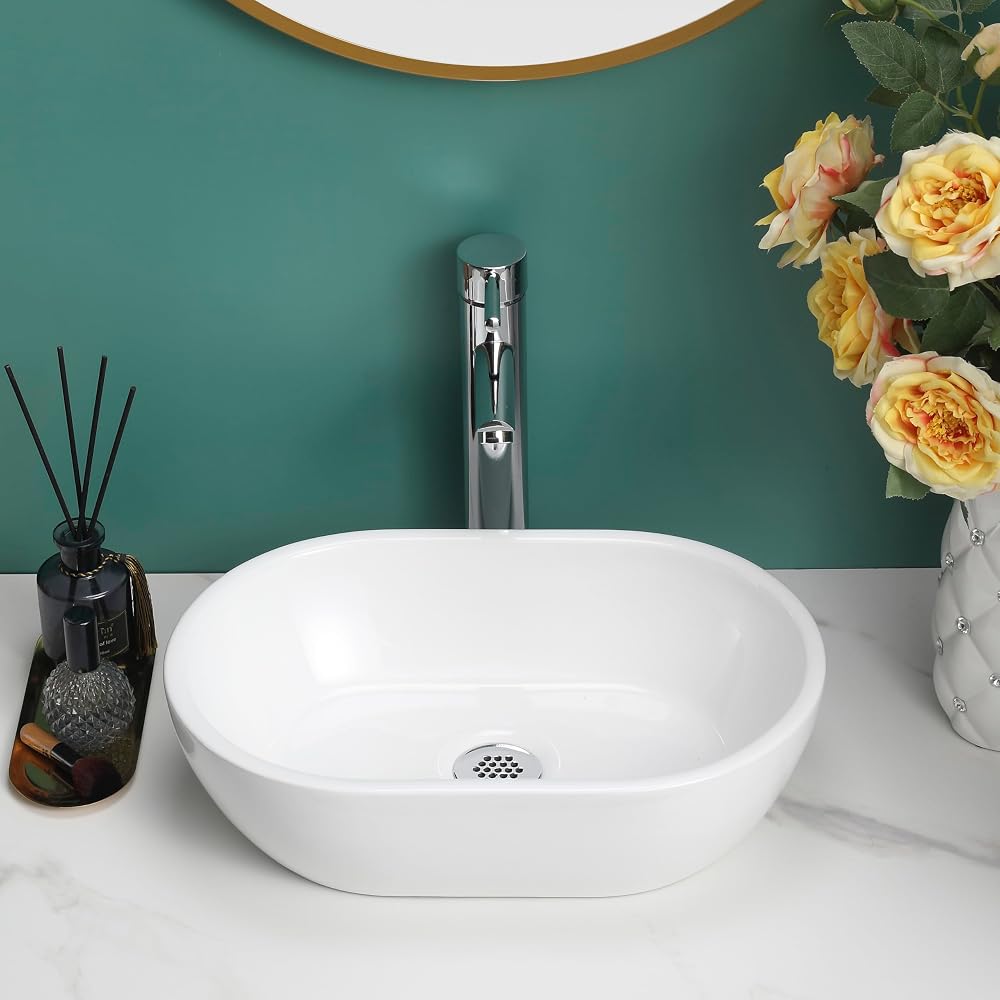 WeaShaemgLi Round Ceramic Cloakroom Basin Sink Gloss White 120x290x440mm