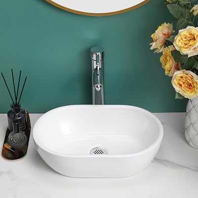 WeaShaemgLi Round Ceramic Cloakroom Basin Sink Gloss White 120x290x440mm