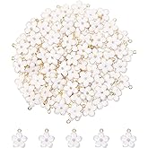 Tupalizy 100PCS Small Flower Enamel Charms Cherry Blossom Decor Gold Plated Pendant for Bracelets Necklaces Earrings Jewelry Making Findings Purse Keychains DIY Crafts Handmade Gifts Accessories