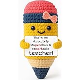 Mini Teacher Appreciation Gifts for Women Funny Handmade Crochet Pencil Thank You Gift for Teacher, Mentor, Birthday, Back to School, Classroom Celebration, Retirement, Office Appreciation Ideas