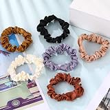 Maridergo 12Pcs Silk Satin Hair Scrunchies Ties Ponytail Holder Solid Color view 5