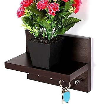 Artesia MDF Wall Mounted Key Hanger Wall Shelf/Shelves Rack for Home/Office Decor - Brown