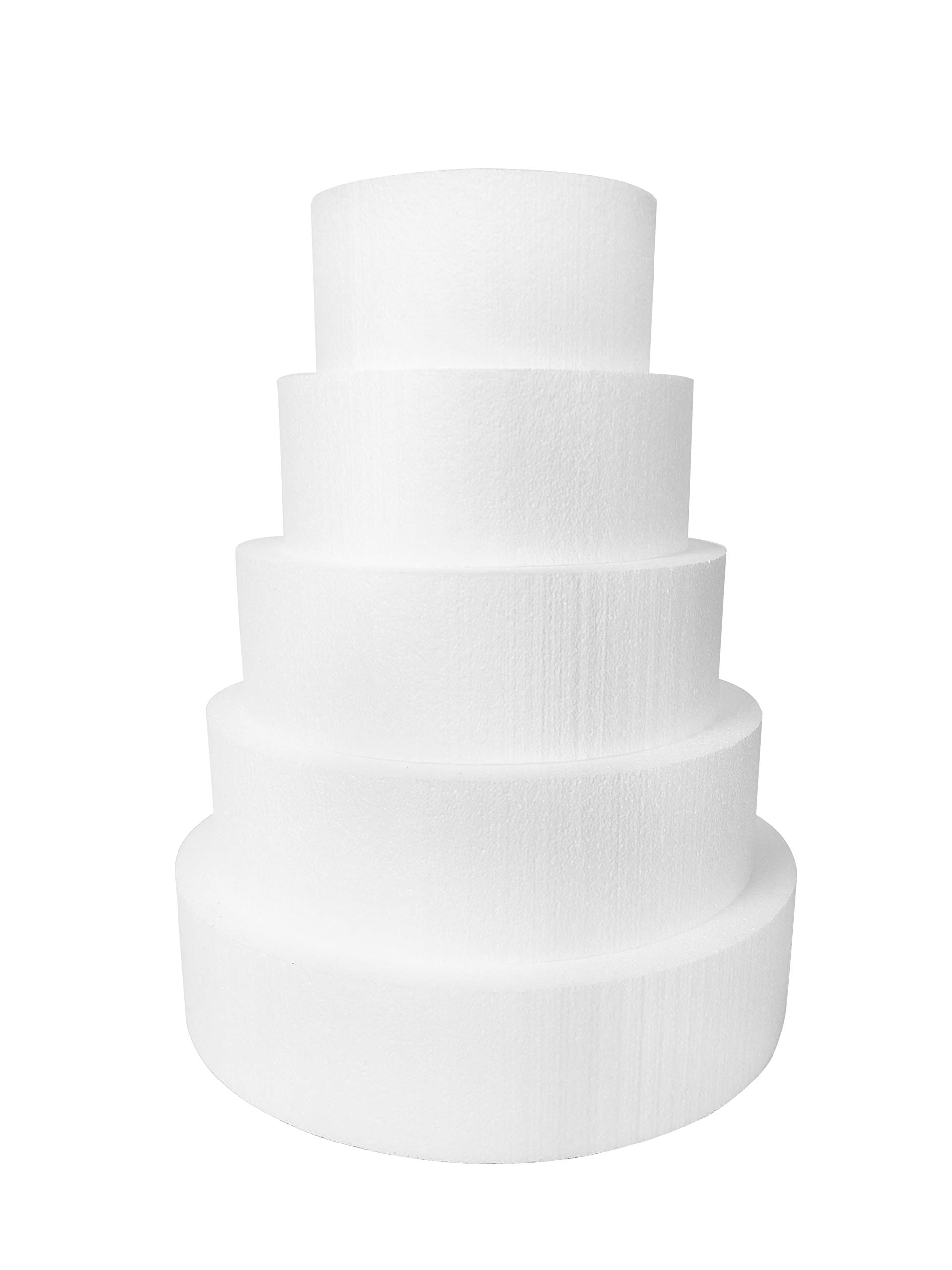 Shape Innovation Round 4 Cake Dummy Set: 5 Round Dummies (4" High, 8"-16") for Wedding & Display Cakes