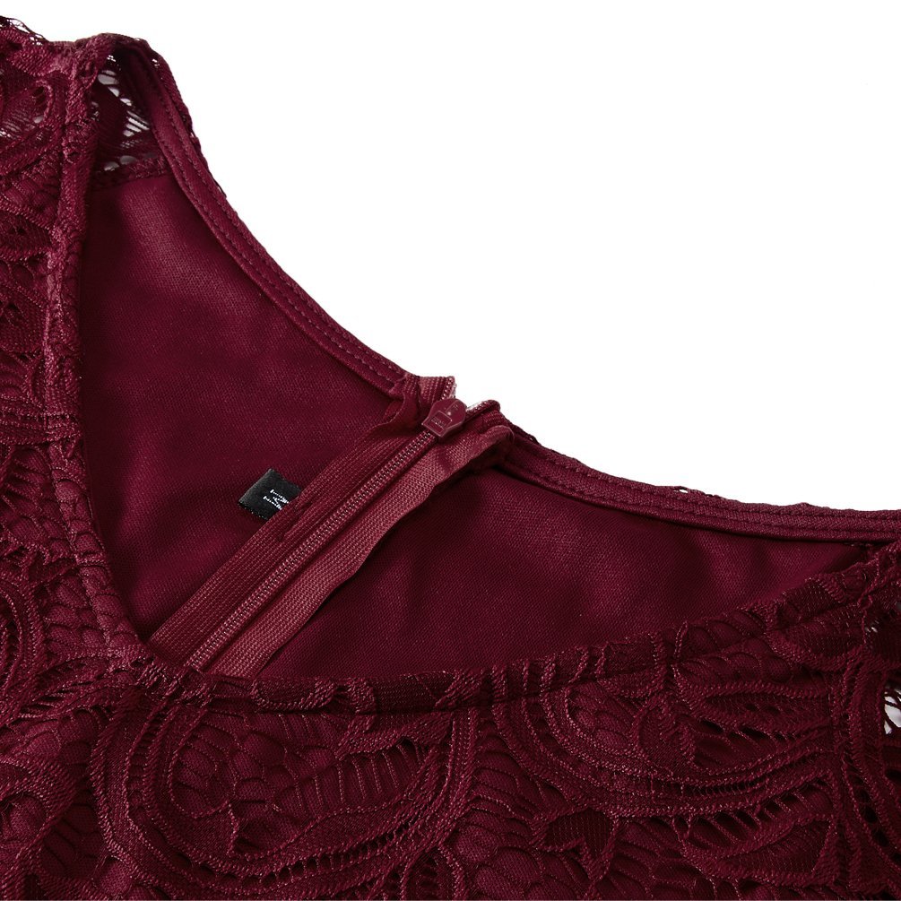 RAISEVERN Vestiti Donna Eleganti Sera Scollo a V Pizzo Abiti da Cerimonia Swing Abito Cocktail L