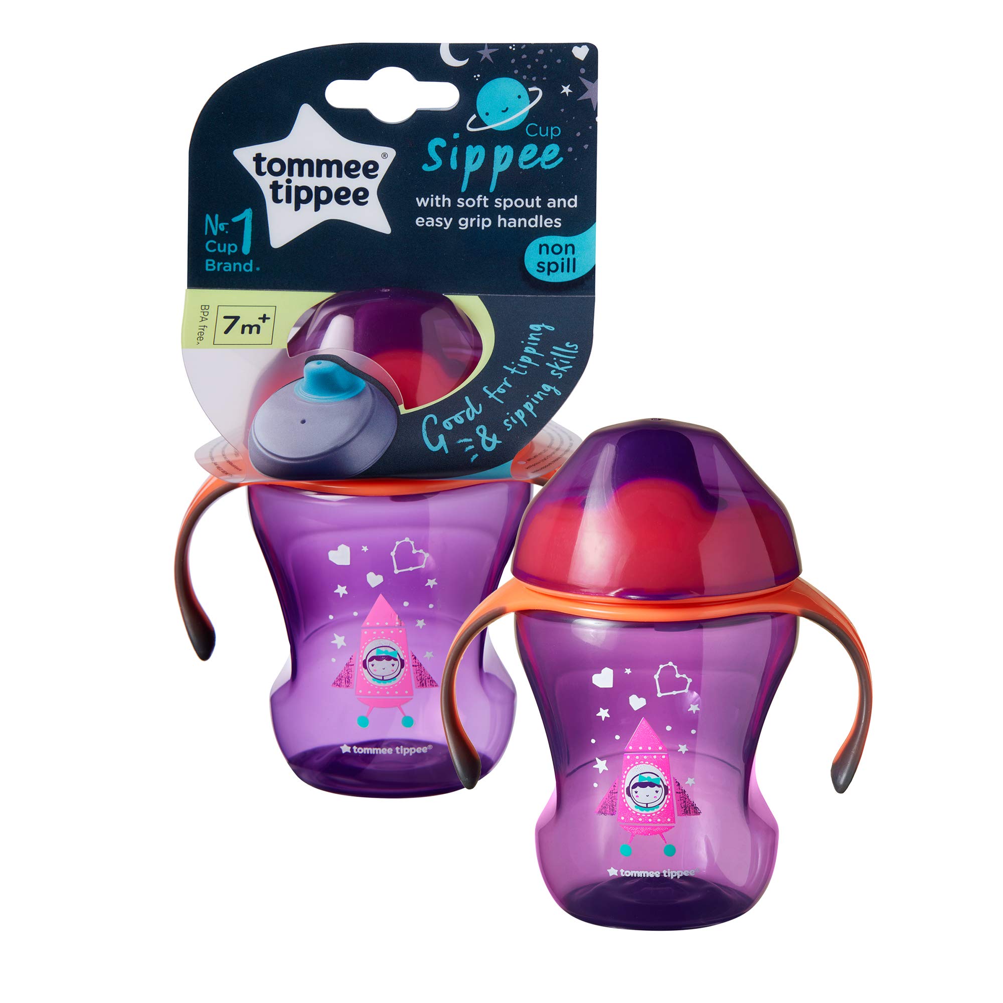 Tommee Tippee Sippee Training Sippy Cup with Soft Spout, Non-Spill, 7m+, Purple, 1 Pack