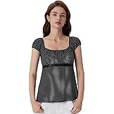 SUUKSESS Women Square Neck Babydoll Tops Cute Summer Peplum Cap Sleeve Going Out Shirts