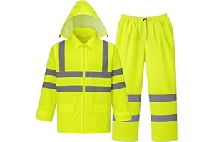 MGP SUPPLY Class 3 Hi-Vis Rain Suit - Waterproof Rain Jacket & Pants
