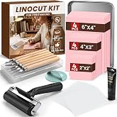 LINSIRON Linocut Kit for Printmaking, Linocut Tools Block Printing | Stamp Making Kit Supplies with 12Pcs Linoleum, Blocks Brayer Ink Carving Tools for Beginner Adults Artists DIY Birthday Gift