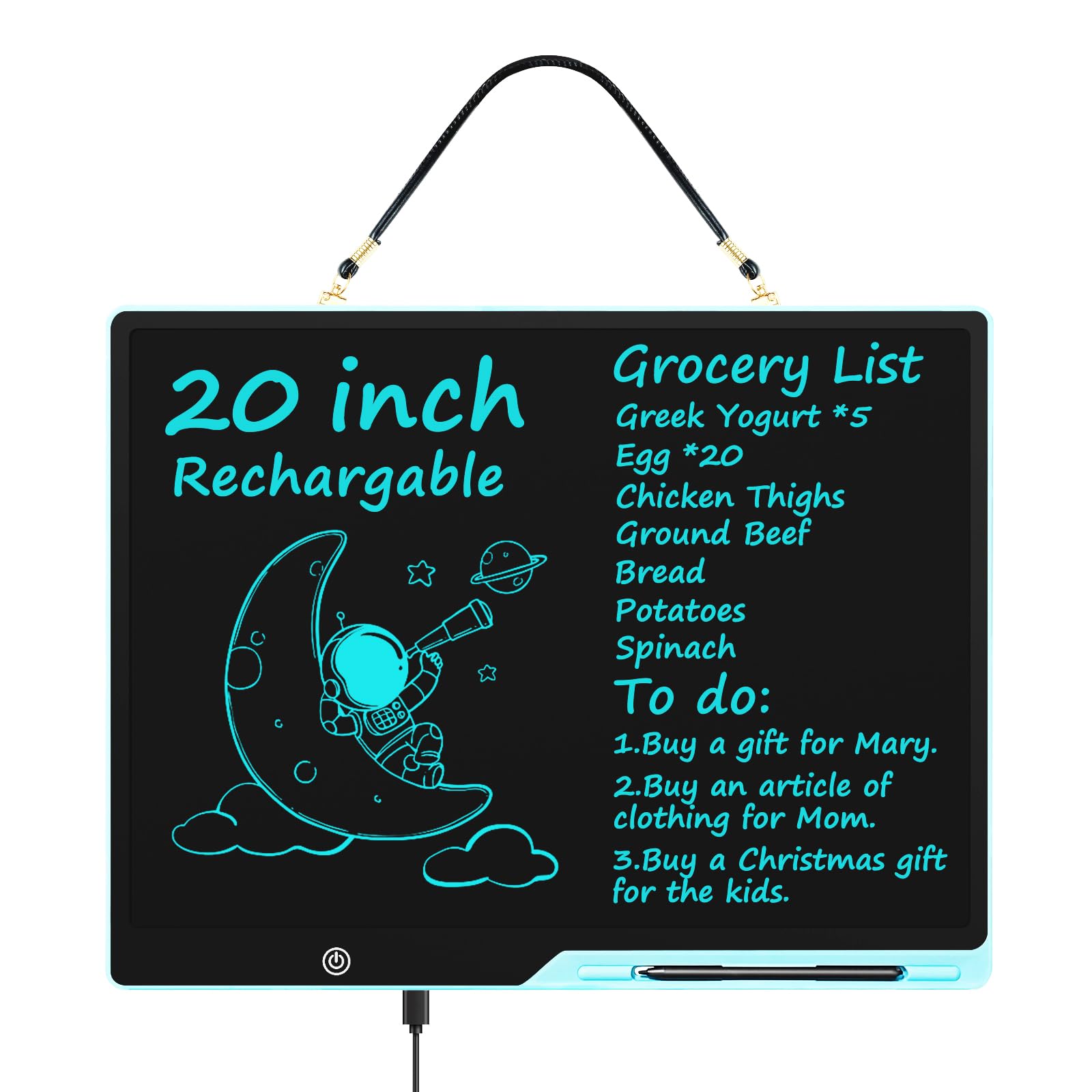 Rechargable 20 Inch LCD Writing Tablet, Reusable Drawing Board, Extra-Large Message Board, Doodle Board for Kids Boys Girls Ages 3-12 Years Old, Electronic Drawing Pad for Kids Birthday Gift (Blue) — image 1