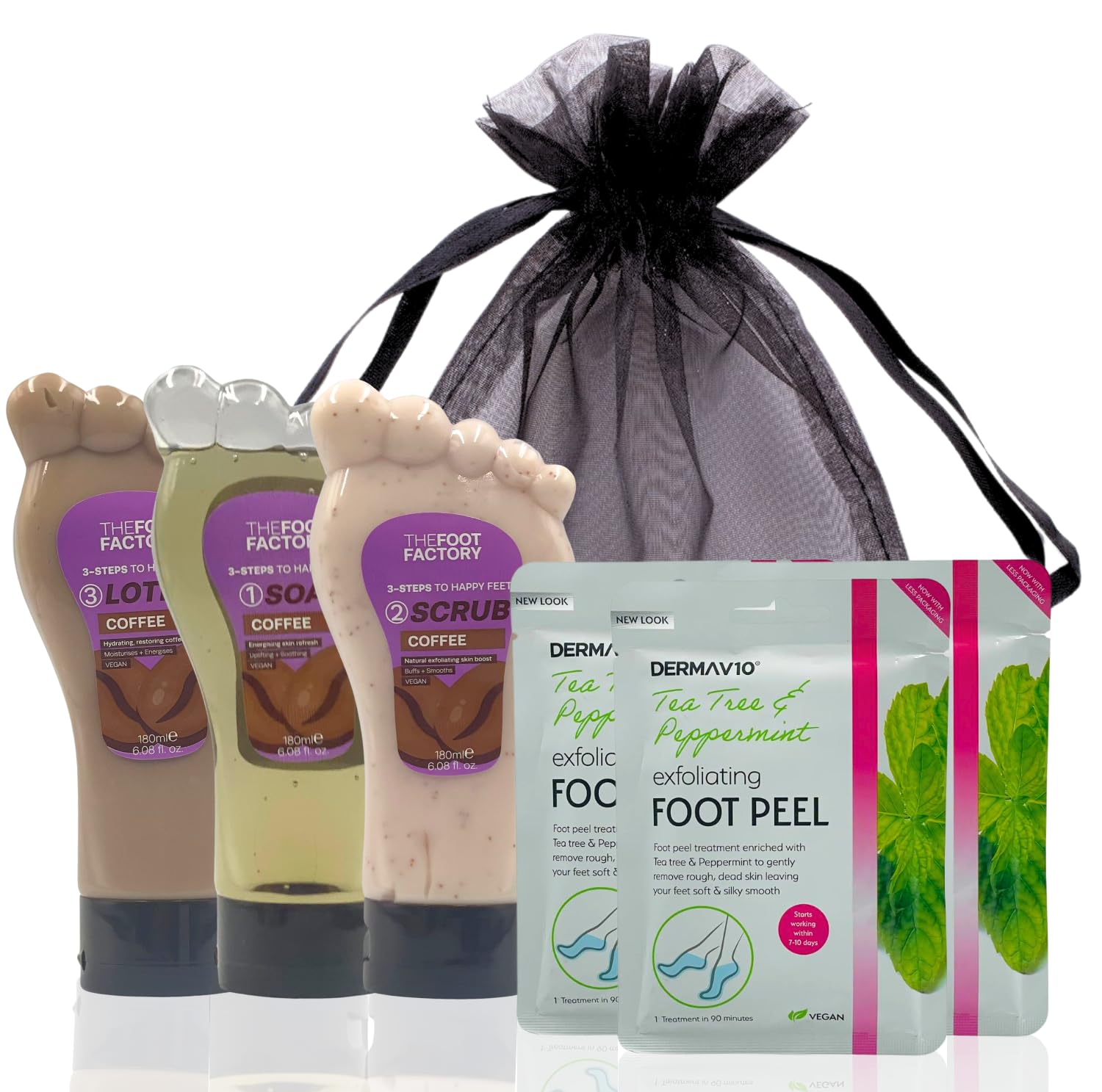 Ultimate Foot Spa Kit – Foot Peel Mask, Exfoliating Foot Mask, Foot Soak, Lotion & Peeling Socks, Foot Care for Smooth, Soft Feet (Coffee)