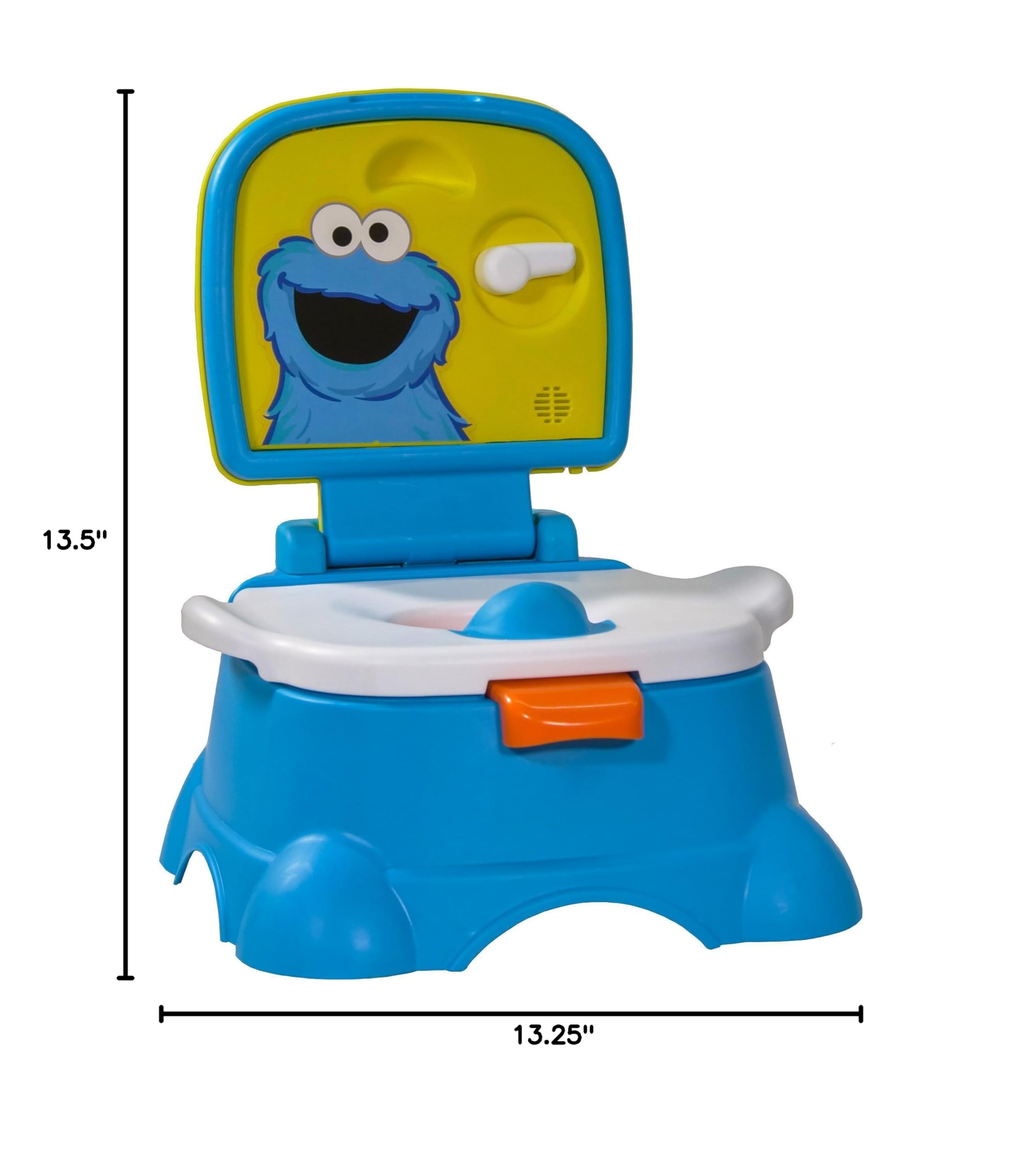 Sesame Street Cookie Monster Terrific 3 in 1 Potty Training Toilet Seat and Step Stool, Easy Clean Design with Flush Handle and Sounds, Portable, Great for Travel, Perfect for Toddler Boys & Girls 1-3