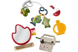 Fisher-Price Baby Toys Mini Me Moments Camp & Crinkle Set, 7-Piece Fishing & Hiking Sensory Activities for Newborn Play Ages 3+ Months