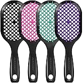Aussumy 4 Pack Vented Detangling Hair Brush - Detangler Hairbrush with Soft Bristles for Effortless Tangle Free - Ideal for Wet Dry or Curly Damaged Hair for Women Men Kids