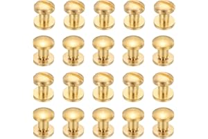 PATIKIL Chicago Screws, 20 Sets M4x3mm Brass Chicago Screw Phillips Binding Post Screw Rivets for Leather Belt Scrapbook Photo Albums, Gold