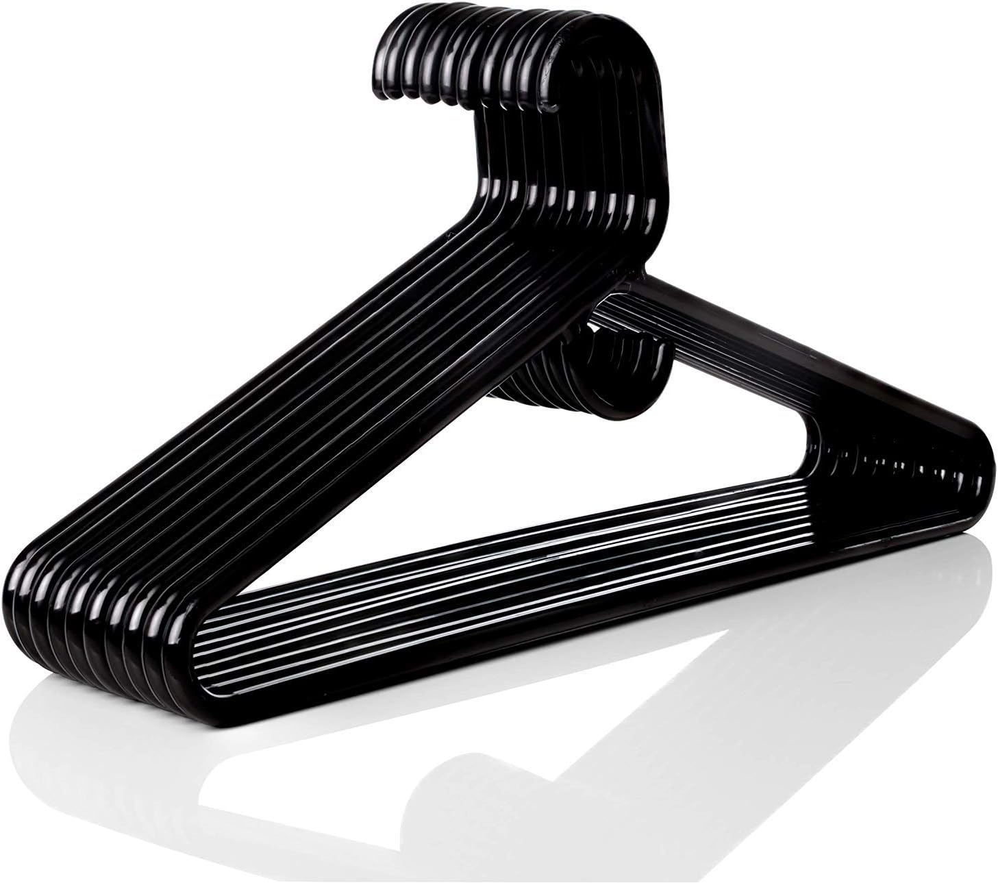 Heavy Duty Plastic Hangers. Black Color, 24 Pack. Made in USA, TINEFF