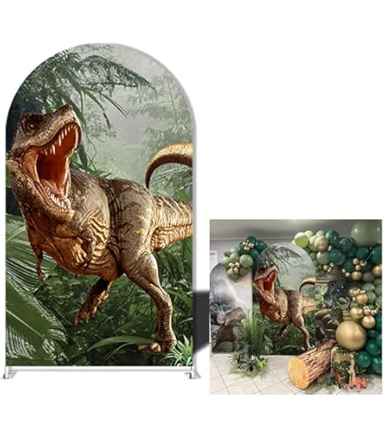 Yeele 7.5x7.5ft Dinosaur Round Backdrop - 3D Jungle Forest Photography Background For Parties