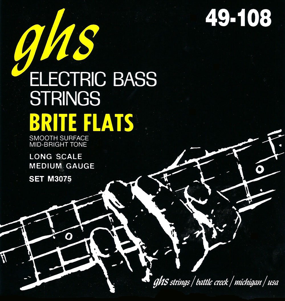GHS M3075 49 - 108 Medium Long Scale Brite Flats Bass String Set