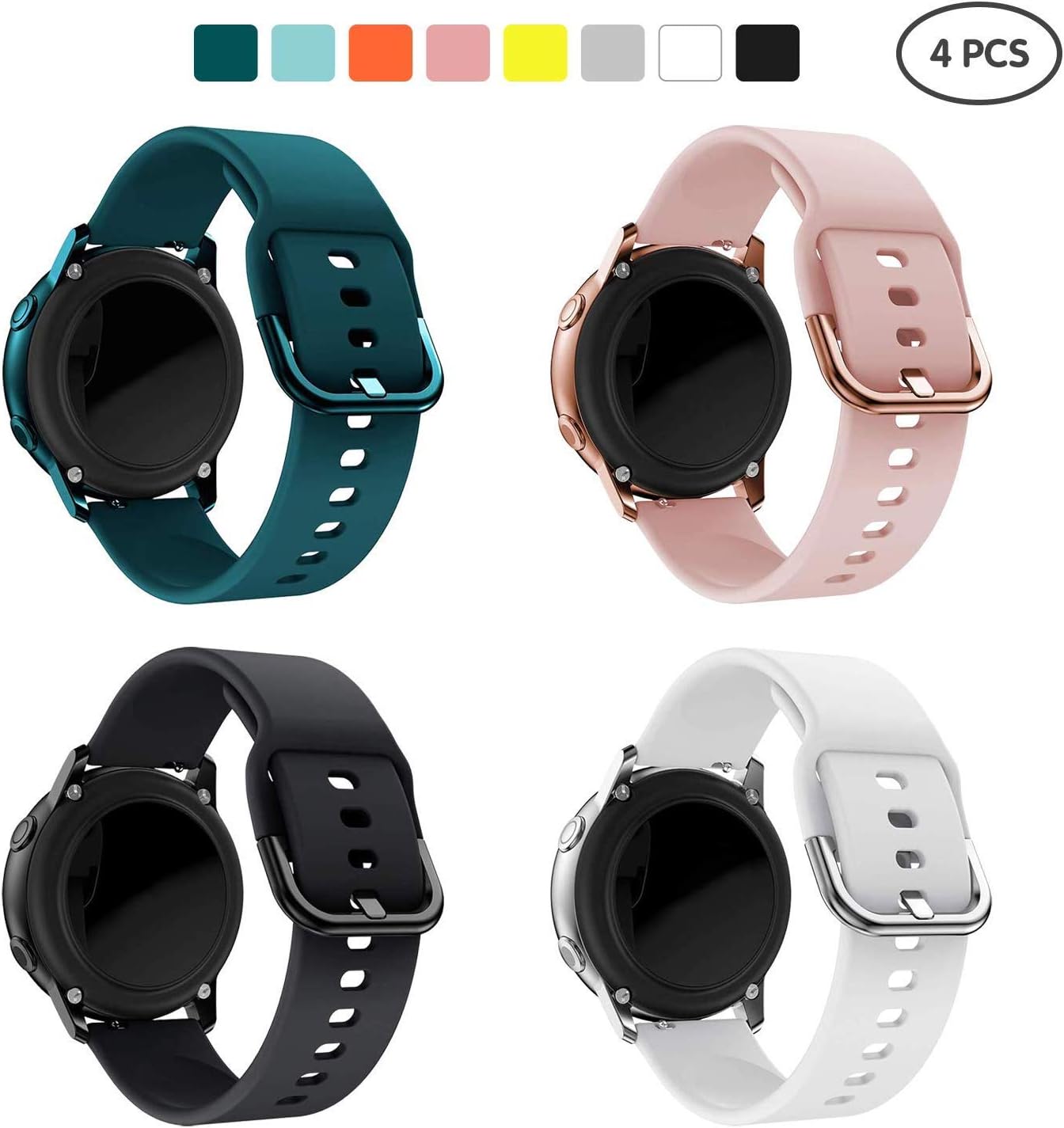 Fit for Galaxy Watch 3 41mm Bands/Galaxy Watch Active2 Bands (44mm, 40mm)/Galaxy Watch Active Bands 40mm/Galaxy Watch 42mm Bands/Gear S2 Classic Bands, 20mm Soft Silicone Replacement Bands