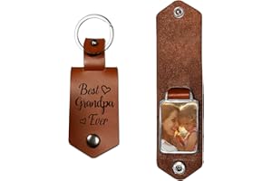 GREATINGREAT Leather Keychain-Grandpa Gifts-Best Grandpa Ever-Grandpa Gifts from Granddaughter Grandson-Personalized Present for Grandpa Christmas Father's Day Birthday