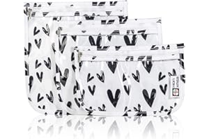 HIONXMGA TSA Approved Toiletry Bag,Set of 3 Clear Travel Toiletry Bags Quart Size Zipper Travel Pouch,Waterproof Travel Makeup Cosmetic Bag for Women Men Toiletries Carry on Airport,Hearts