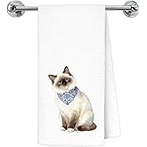 Exqcom Ragdoll Cat Gifts Kitchen Towels, Cat Lover Mom Gifts Dish Tea Towels for Kitchen Decor, Blue and White Chinoiserie Bandana Kitty Decorative Hand Towel Bathroom Yoga Spa Decor, 16x24 Inch