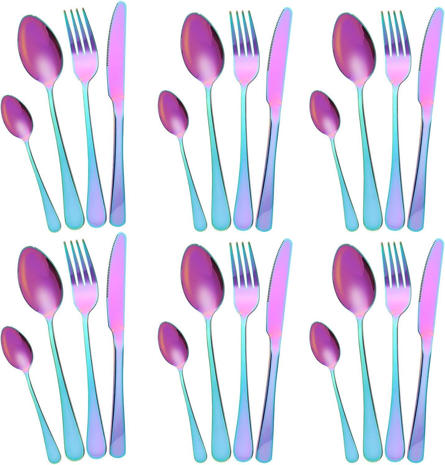 Cutlery Flatware Set,24 Piece Silverware Set including Gift Box Stainless Steel Tableware Dinnerware Sets Knife Fork Spoon