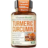 Turmeric Curcumin Supplement with Black Pepper Extract - High Potency Organic Turmeric 1200mg & 95% Curcuminoids for Joint & Digestive Health - Joint Support Supplement - 60 Vegan Curcuma Capsules