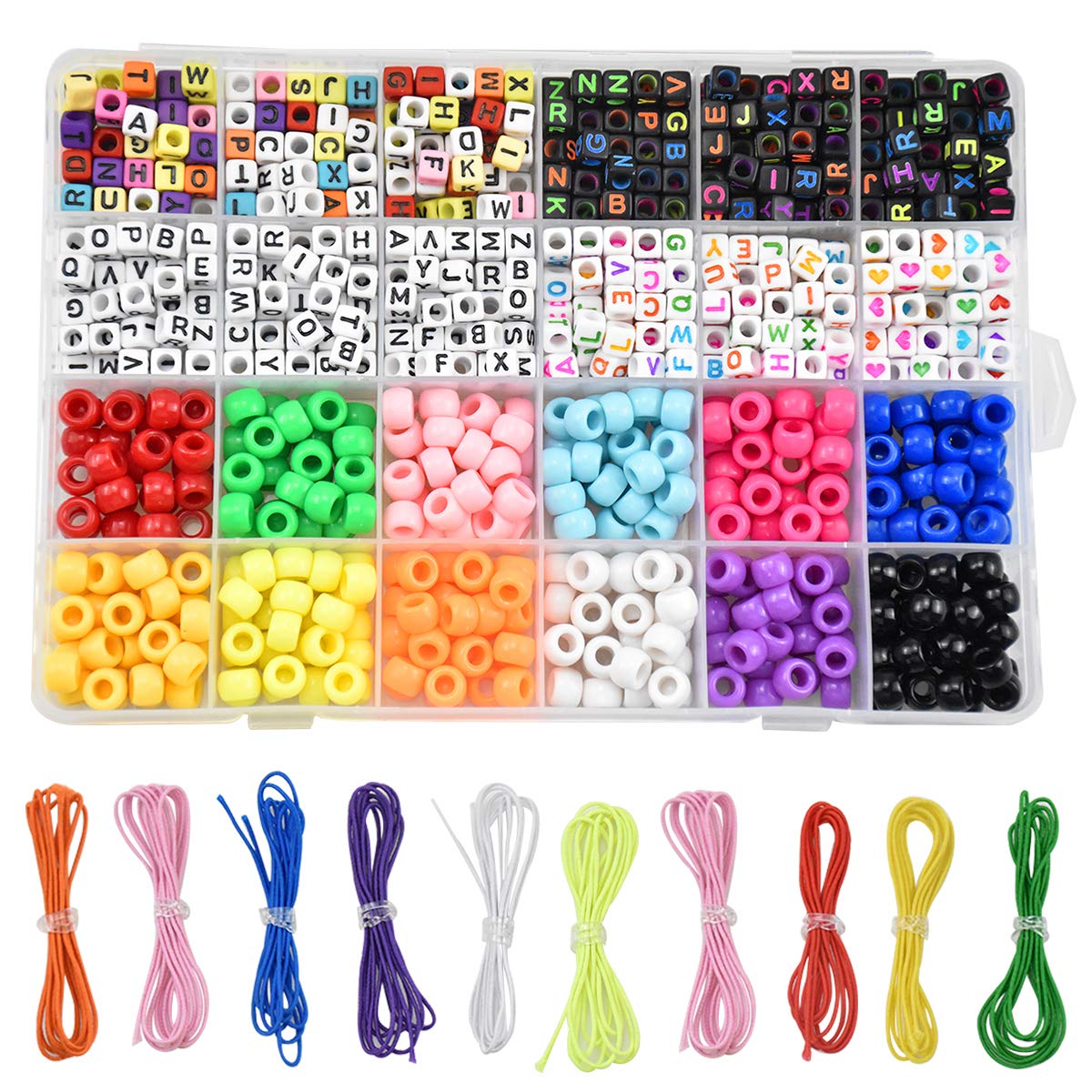 960pcs Acrylic Letter Beads for Kids 6mm Letter Colourful Beads for Bracelets Making Craft Kids Women Girls DIY Necklace with Cord Jewelry Making 3.5mm Big Hole