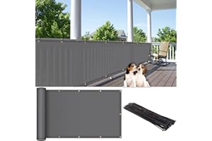 HORTIFAN Balcony Privacy Screen, 3' x20' Screen Fence Cover UV Protection and Weather-Resistant Fabric Shade Cloth for Apartment Deck Patio Porch Outdoor Backyard with Zip Ties, Gray