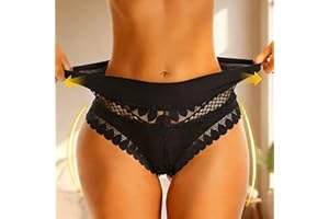 Women' Sheer High-Waisted -String Thong Panties - Quick-Dry Cooling Lace Underwear Semi-Transparent Flower Lingerie (Black,Me