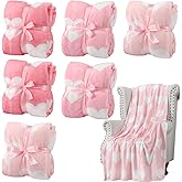 Buryeah 6 Pcs Valentines Pink Heart Blanket 40"x60" Valentine's Day Throw Blanket with Heart Valentine's Day Gifts Pink Flannel Soft Lightweight Aesthetic Plush Room Decor for Sofa Couch Travel Bed