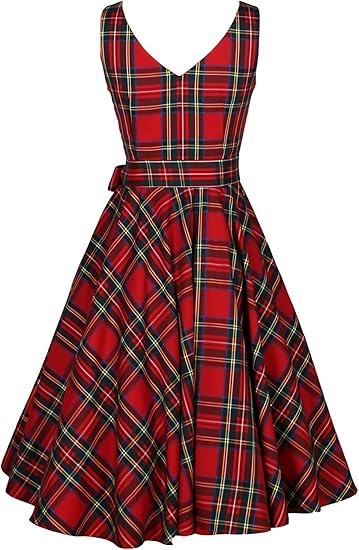 Amazon Co Jp スリアン タータンチェック ワンピース 赤色 ノースリーブ レディース チェック ドレス L 服 ファッション小物