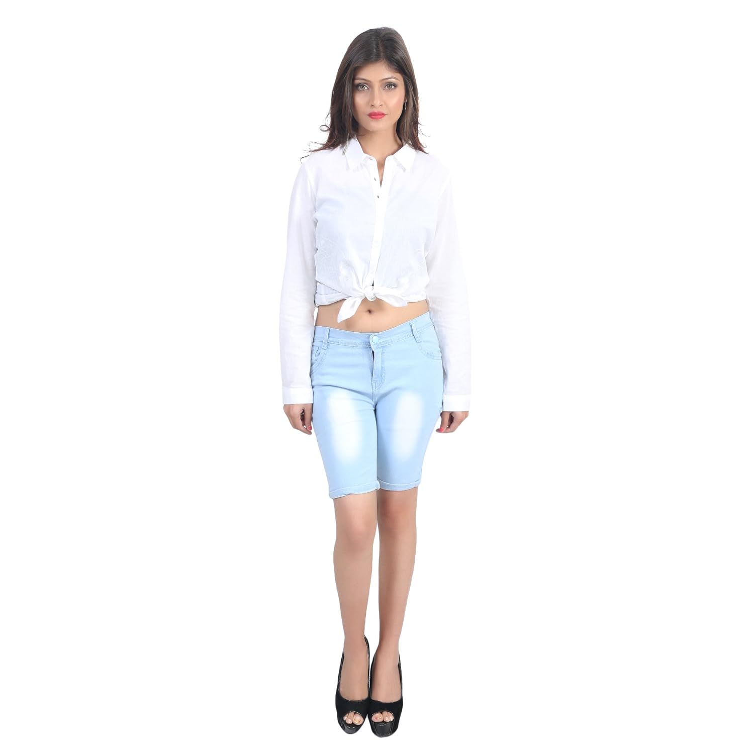 ico blue stor slim fit women's shorts