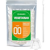 wananfu Size 00 Empty Capsules Vegetarian (100 Count) Bundle with Micro Lab Spoon, Clear Fillable Veggie Pill Capsules 00 for Making Your Own Supplements