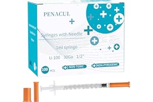 Disposable Lab Supplies 1ml 30Ga 1/2 Inch, Individually Wrapped (100pcs)